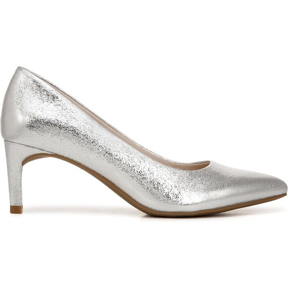 LifeStride Womens Silver Polyurethane (PU) Alexis Closed Pointed Toe Pumps Heels - Picture 6 of 9